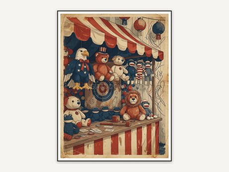 Vintage game booth with prizes