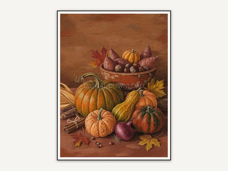 earthy pumpkin artwork for autumn kitchens