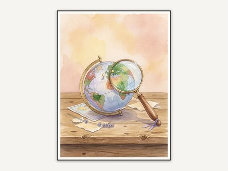 watercolor globe print