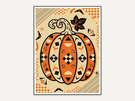 Geometric pumpkin in 1950s style