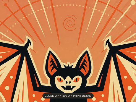 Close-up print detail of the halloween decor and spooky season wall art artwork at 300 DPI