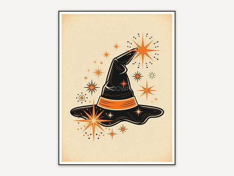 Atomic witch hat flat art print
