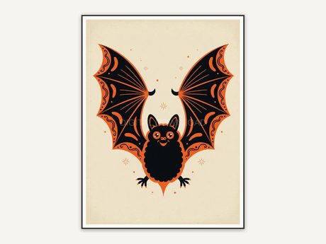 Flat bat design in retro Halloween colors