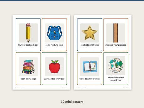 12 Star Achievers mini posters with captions
