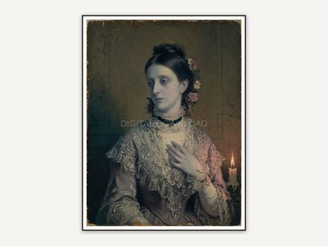 Victorian lady ghost in lace gown oil painting