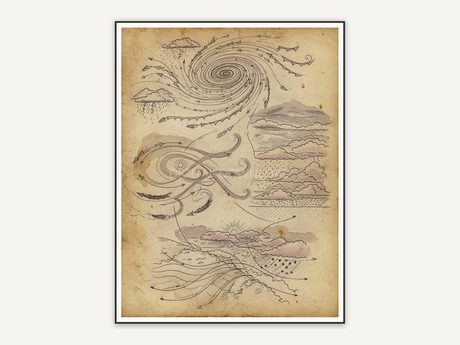 Vintage weather diagram print
