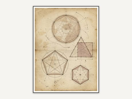 Vintage geometry diagram print