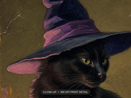 Close-up print detail of the halloween decor and spooky season wall art artwork at 300 DPI