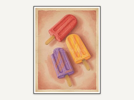 Faded vintage popsicle trio print in warm earth tones