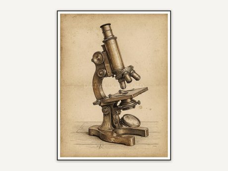 Sepia microscope illustration on aged paper