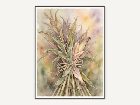Soft watercolor cornstalk bundle print