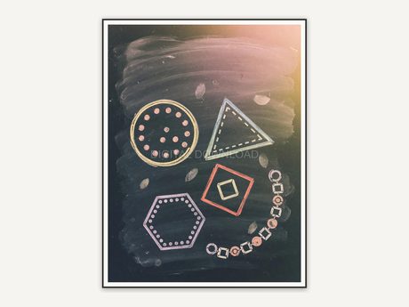 Chalkboard with geometric shapes in nostalgic style
