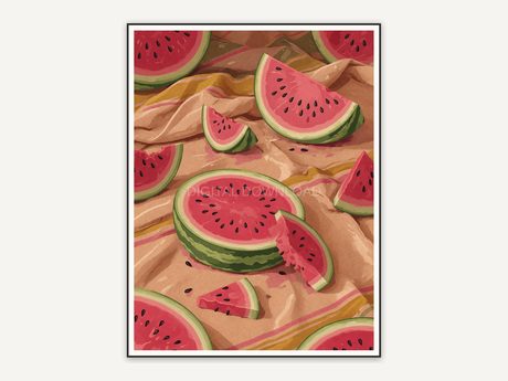 Watermelon slices still life print