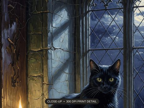 Close-up print detail of the halloween decor and spooky season wall art artwork at 300 DPI